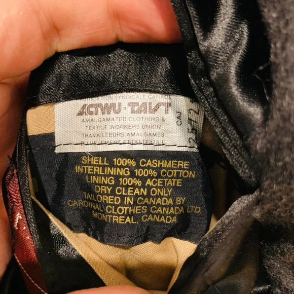 Vintage F.R. Tripler & Co. Signature Gray Charcoal 100% Cashmere Overcoat Coat - Picture 9 of 16